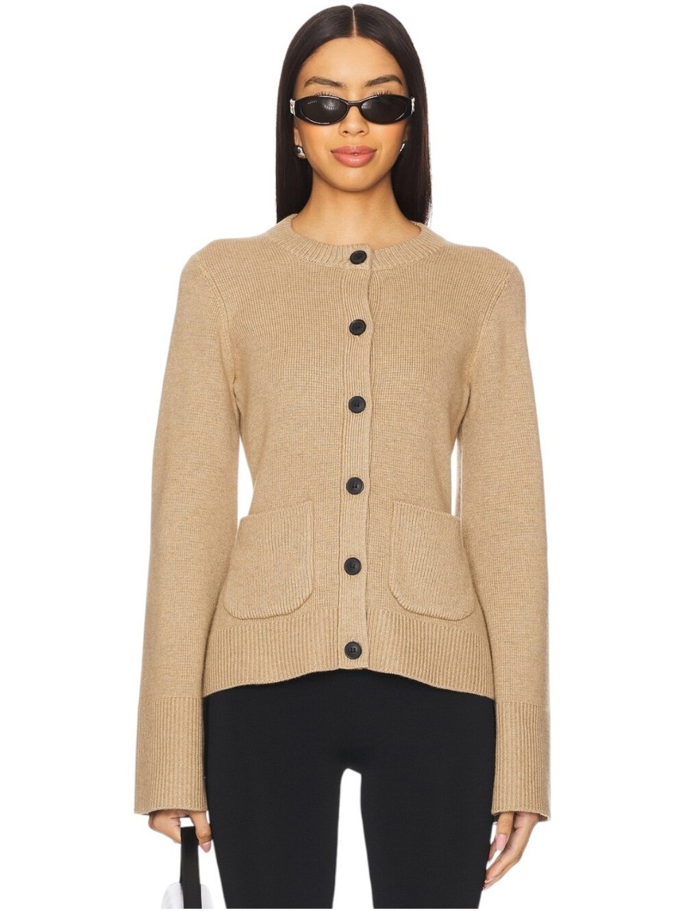 PISTOLA Dani Wool Cashmere Pocket Cardigan Sweater Toasted Wheat M